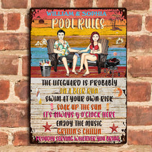 Swimming Pool Rules Couple - Pool Sign - Personalized Custom Classic Metal Signs