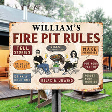Family Fire Pit Rules - Personalized Metal Sign - Home Decor Gift Barbecue Outdoor Home Decor Gift For Family, Husband, Wife, Parents, Friends