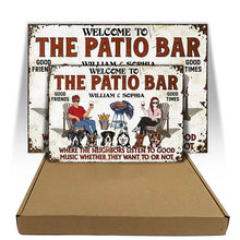 Patio Grilling Listen To The Good Music Couple Husband Wife Dog Lovers - Backyard Sign - Personalized Custom Classic Metal Signs-CUSTOMOMO
