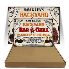 Backyard Bar & Grill Listen To Good Music - Personalized Custom Classic Metal Signs