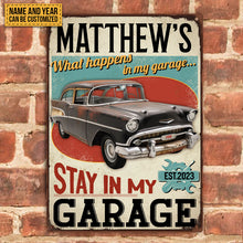 What Happens In My Garage Stays In My Garage - Garage Metal Signs - Personalized Custom Classic Metal Signs