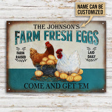 Personalized Chicken Farm Raised Laid Daily Turquoise Customized Classic Metal Signs-CUSTOMOMO