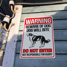 Warning Beware of Dog Will Bite Vintage Sign Personalized Custom Metal Sign