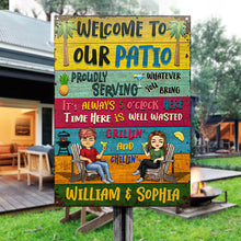 Patio Welcome Grilling Proudly Serving Whatever You Bring - Backyard Sign - Personalized Custom Classic Metal Signs-CUSTOMOMO
