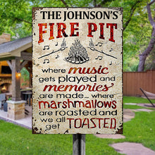 Personalized Camping Fire Pit Get Toasted Color Customized Classic Metal Signs (white)