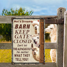 Personalized Alpaca Barn Keep Gate Closed Customized Classic Metal Signs-CUSTOMOMO