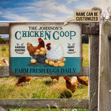Personalized Chicken Fresh Eggs Daily Turquoise Customized Classic Metal Signs-CUSTOMOMO