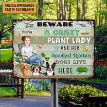 Custom Photo Lady And Her Spoiled Dogs In The Garden - Garden Sign - Personalized Custom Face Classic Metal Signs