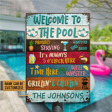 Swimming Pool Proudly Serving Grillin' Custom Classic Metal Signs-CUSTOMOMO