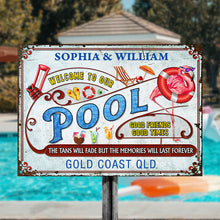 Personalized Flamingo Pool Memories Last Forever Customized Classic Metal Signs