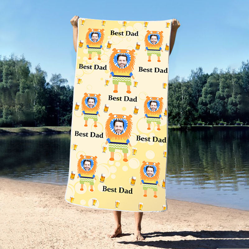 Custom Photo - The Best Dad Father's Day Beach Towel - Personalized Cu ...