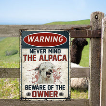 Alpaca Lovers Gift Beware Of The Owner Metal Sign-CUSTOMOMO
