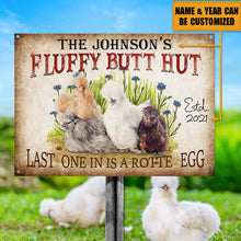 Personalized Chicken Metal Signs Fluffy Butt Hut Silkies Chicken Customized Classic Metal Signs-CUSTOMOMO