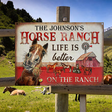 Personalized Horse Ranch Life Better Customized Classic Metal Signs-CUSTOMOMO