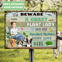 Custom Photo Lady And Her Spoiled Dogs In The Garden - Garden Sign - Personalized Custom Face Classic Metal Signs