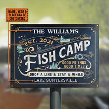 Personalized Fish Camp Drop A Line Customized Classic Metal Signs-CUSTOMOMO