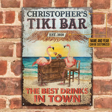 Personalized Tiki Bar Flamingo Best Drinks Customized Classic Metal Signs-CUSTOMOMO