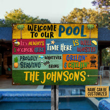 Personalized Swimming Pool Welcome To Our Custom Classic Metal Signs-CUSTOMOMO