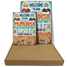 Couple Welcome To Our Paradise Husband Wife - Backyard Sign - Personalized Custom Classic Metal Signs