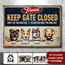 Keep Gate Closed Don't Let The Dogs Out - Funny Personalized Dog Metal Sign-CUSTOMOMO