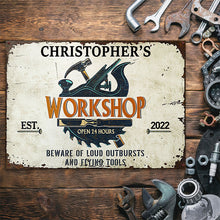 Personalized Carpenter Workshop Beware Of Loud Customized Classic Metal Signs