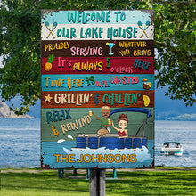 Lake House Pontoon Time Here Is Well Wasted - Personalized Custom Classic Metal Signs