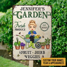Garden Fresh Produce Herb & Veggies Sign - Personalized Custom Classic Metal Signs - Garden Signs - Gift For Garden Lovers