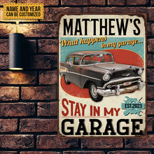 What Happens In My Garage Stays In My Garage - Garage Metal Signs - Personalized Custom Classic Metal Signs