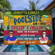 Poolside Bar & Grill Summer - Gift For Couples - Personalized Custom Classic Metal Signs