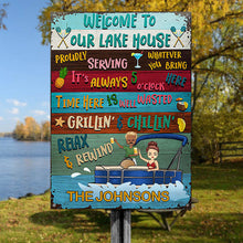 Lake House Pontoon Time Here Is Well Wasted - Personalized Custom Classic Metal Signs