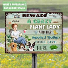 Custom Photo Lady And Her Spoiled Dogs In The Garden - Garden Sign - Personalized Custom Face Classic Metal Signs