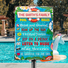 Personalized Swimming Pool Rules Relax Customized Classic Metal Signs