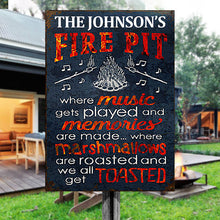 Personalized Camping Fire Pit Get Toasted Color Customized Classic Metal Signs (black)
