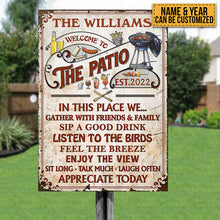 Personalized Patio Grilling Red Gather With Friends Custom Classic Metal Signs