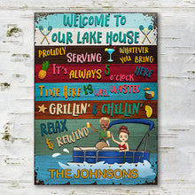Lake House Pontoon Time Here Is Well Wasted - Personalized Custom Classic Metal Signs