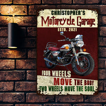 Motorcycle Metal SignGarage Sign - Auto Mechanic Garage Four Wheels Customized Classic Metal Signs