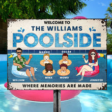 Family Couple Poolside Where Memories Are Made - Gift For Couple - Personalized Custom Classic Metal Signs-CUSTOMOMO