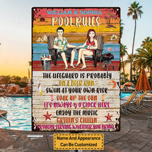 Swimming Pool Rules Couple - Pool Sign - Personalized Custom Classic Metal Signs