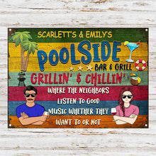 Poolside Bar & Grill Summer - Gift For Couples - Personalized Custom Classic Metal Signs