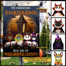 Cat Cosplay Halloween Beware Of Custom Classic Metal Signs, Halloween Yard Decorations, Cat Lover Halloween Gift, Halloween Decorating Idea