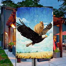 Fun Capybara Flying With Bird Metal Sign, Farmhouse Sign, Wall Decoration