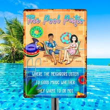 Good Music Family Couple Swimming Poolside - Poolside Sign - Personalized Custom Classic Metal Signs