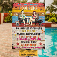 Swimming Pool Rules Couple - Pool Sign - Personalized Custom Classic Metal Signs