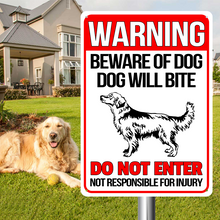 Warning Beware of Dog Will Bite Vintage Sign Personalized Custom Metal Sign