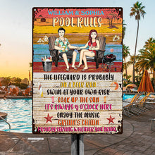 Swimming Pool Rules Couple - Pool Sign - Personalized Custom Classic Metal Signs