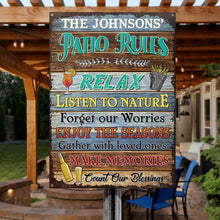 Personalized Patio Rules Make Memories Custom Classic Metal Signs-CUSTOMOMO