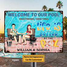 Welcome To Our Swimming Poolside Family - Pool Sign - Personalized Custom Classic Metal Signs