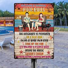 Swimming Pool Rules Couple - Pool Sign - Personalized Custom Classic Metal Signs