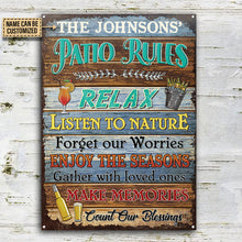 Personalized Patio Rules Make Memories Custom Classic Metal Signs-CUSTOMOMO