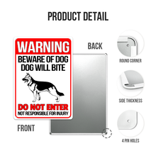 Warning Beware of Dog Will Bite Vintage Sign Personalized Custom Metal Sign